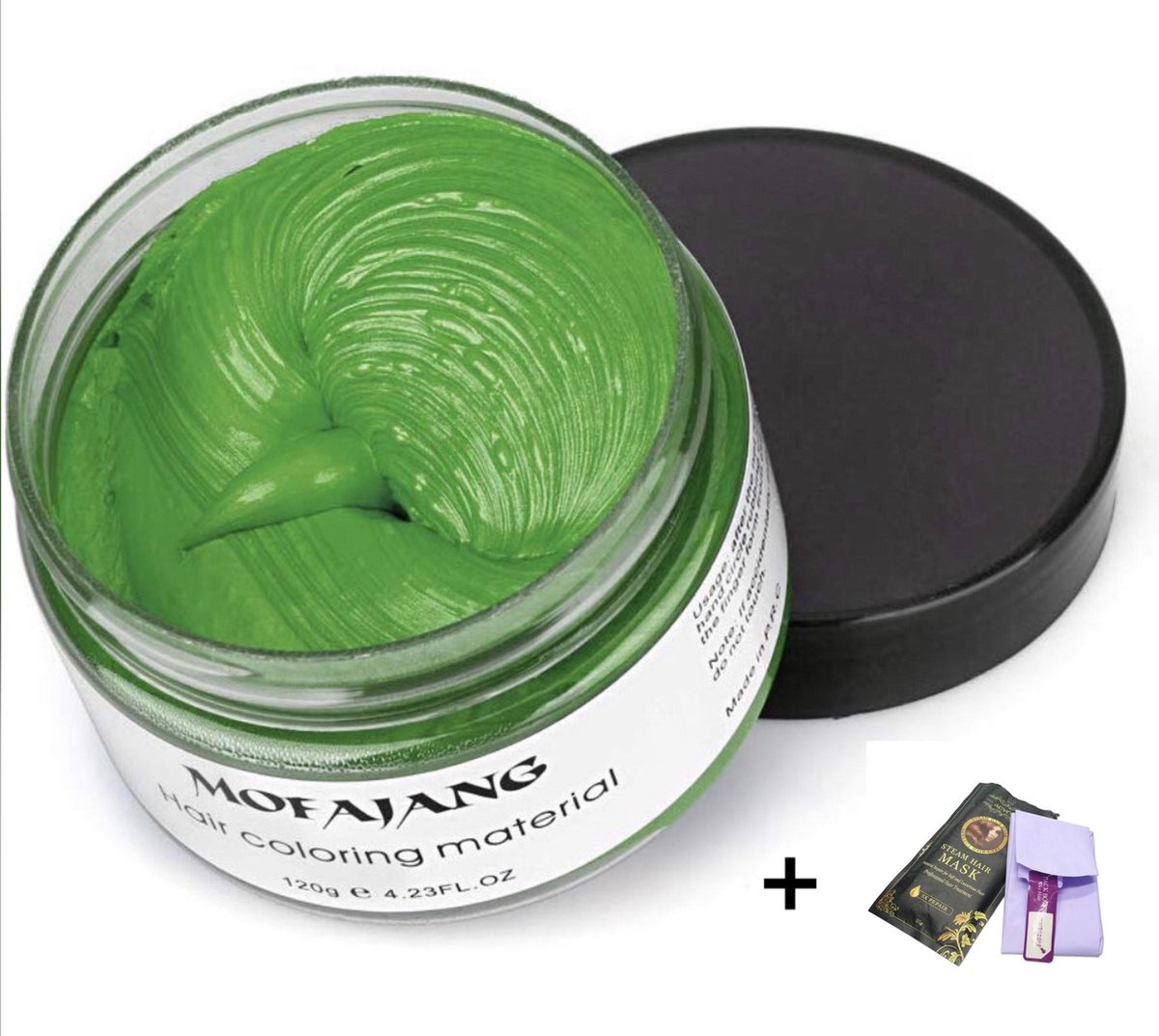   Japanse Haarkleur wax|Groen|Inclusief haarmasker met haarcap|Haarverf|Tijdelijk haarkleur verandering|Carnaval/Cosplay natuurlijk haarcrème|